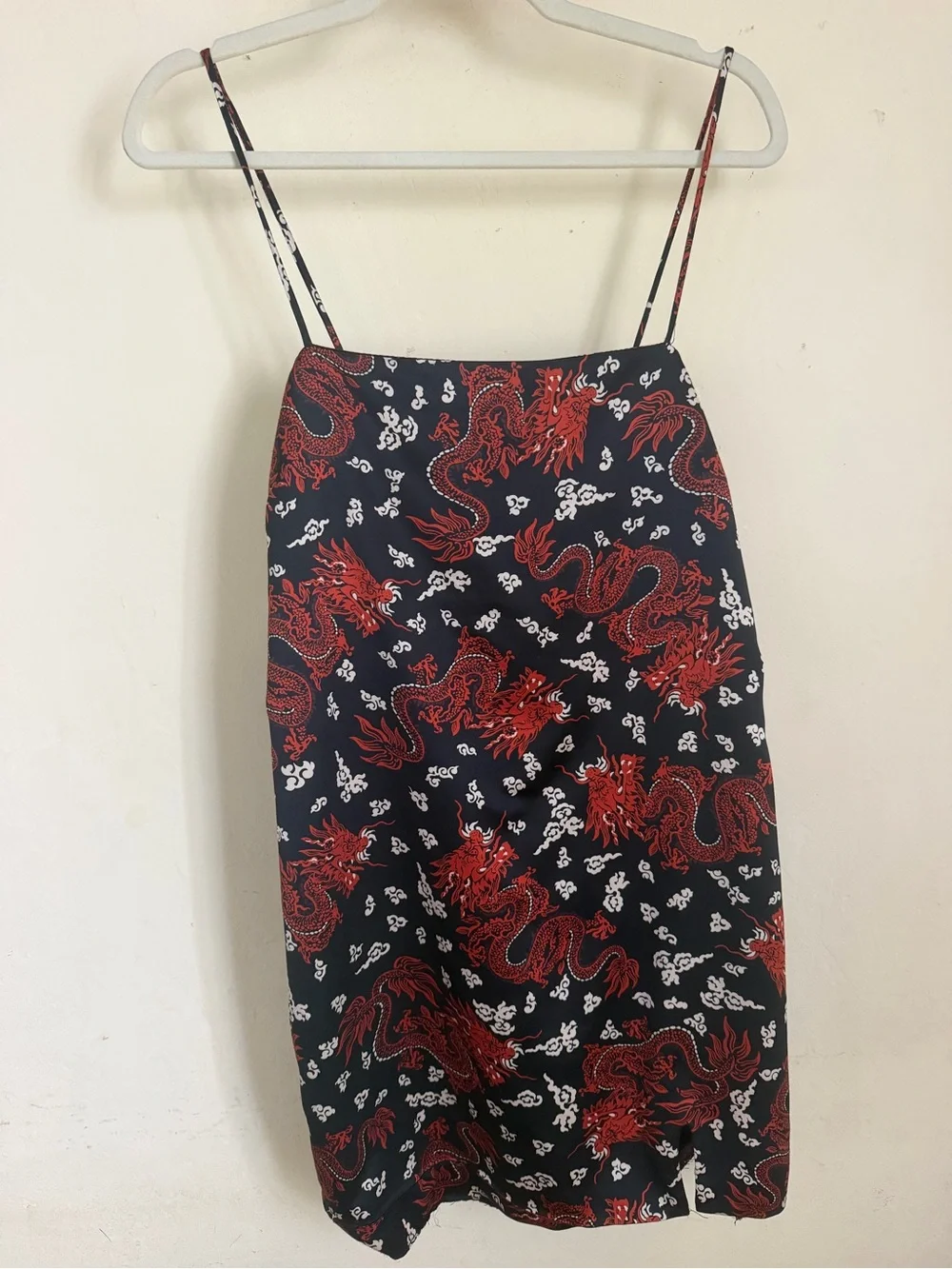 Zara Black Mini Dress with Red Dragon Print